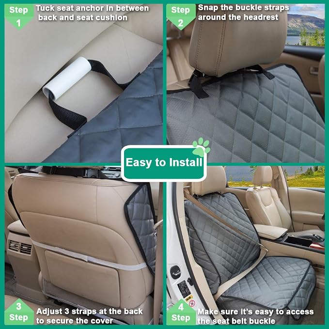 Waterproof Front Seat Cover Dog Car Seat Covers Nonslip and Full Protection with Side Flaps Fits Most Cars, Trucks, SUVs(Grey, 1Pack)