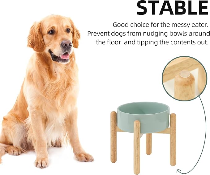 Havniva 8.3inch Ceramic Raised Dog Bowl with Stand, Elevated Dog Bowls for Large Breed Dog Food and Water Bowl Non-Slip Dog Dish Large Capacity Feeding Pet Water Bowl