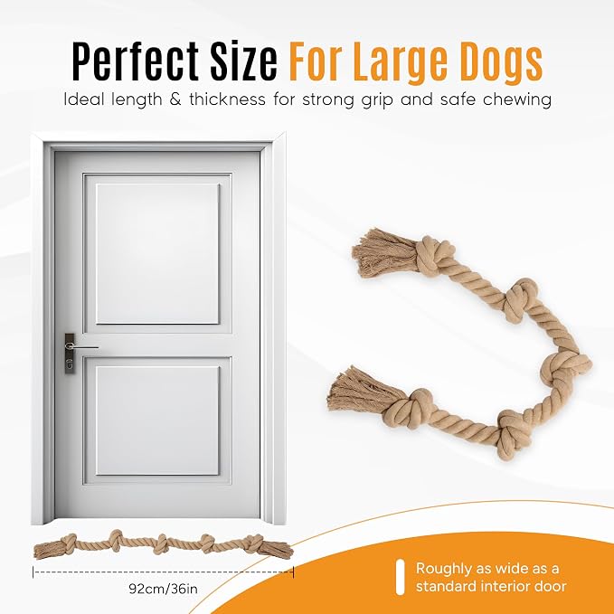Ali+Oli Pets Dog Rope Toy for Large Dogs, Heavy Duty 5-Knot Cotton Tug-of-War Rope for Aggressive Chewers, Durable Interactive Chew Toy