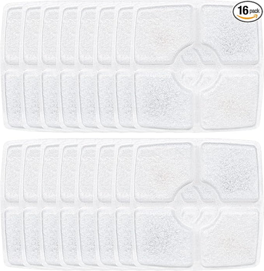 Wonder Creature Cat Water Fountain Filter, Square Cat Fountain Replacement Filters, 16 Filters Pack