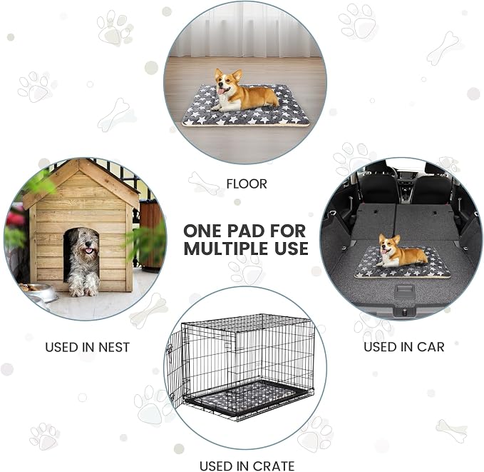 Dog Bed mat Pet mat Dog Box mat Machine Washable Grey (33x23x1.5in)