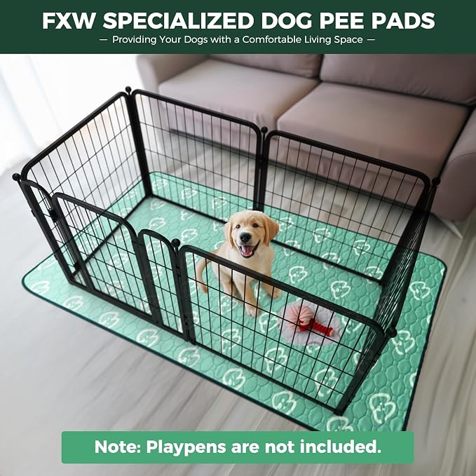 FXW Washable Pee Pads for Dogs, Super Absorbent, 39" x 63", 1 Pack | Machine washable, Non-slip backing, Fits 24"H 6-Panel FXW Rollick/Homeplus Playpens