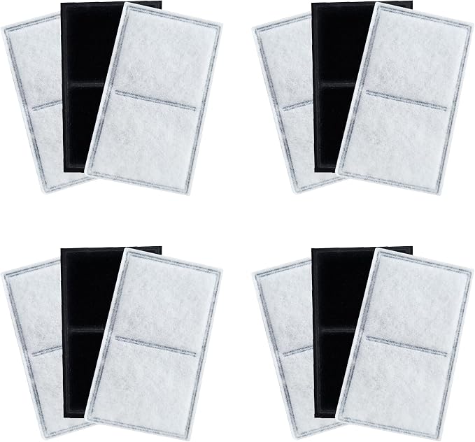 12 Pack Pet Fountain Premium Carbon Replacement Filters Compatible with PetSafe Drinkwell Platinum, Multi-Tier, Everflow, Outdoor Dog Water Dispenser, Dog Cat Water Fountain Charcoal Filters