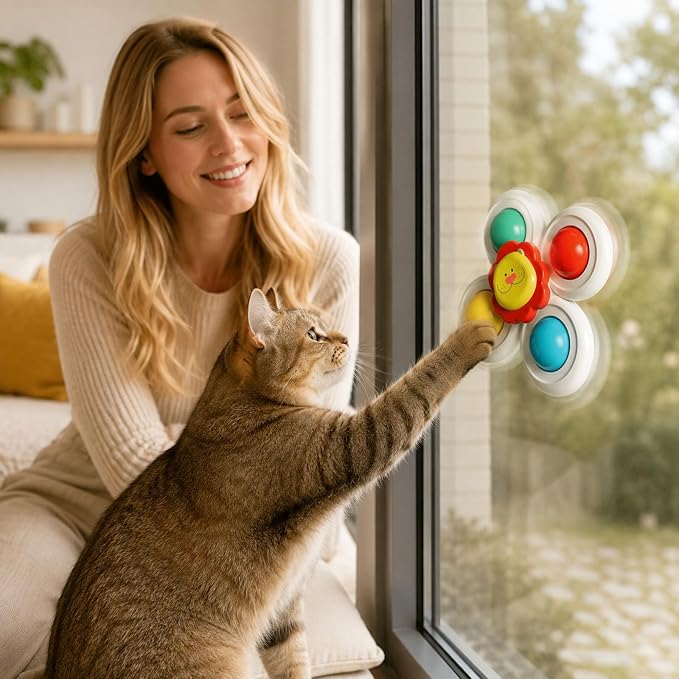 3PCS Suction Cup Cat Toy, Window Perch Companion Interactive Play Toy (White#B)
