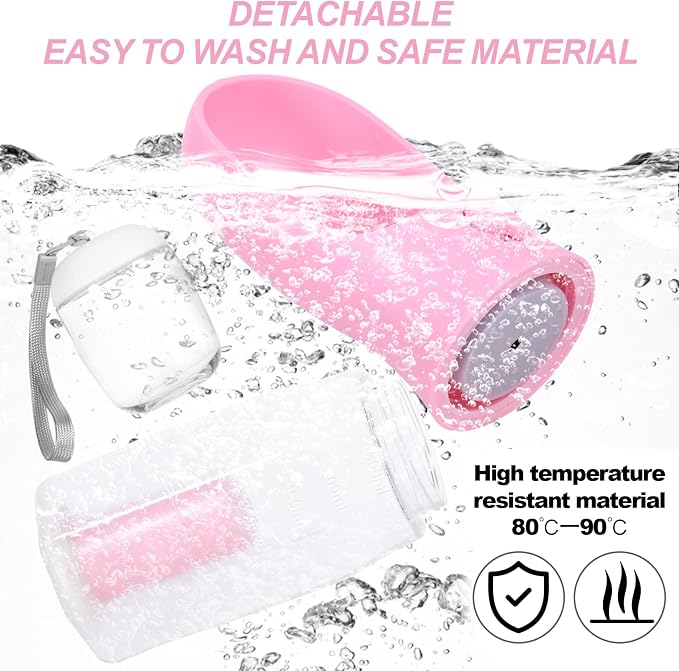 3-in-1 Portable Dog Water Bottle Dispenser,Crate with Food Container, Replaceable Waste Bags,Dog Stuff Accessories Items, Puppy Essentials Necessities,for Walking&Hiking (20oz-Pink)