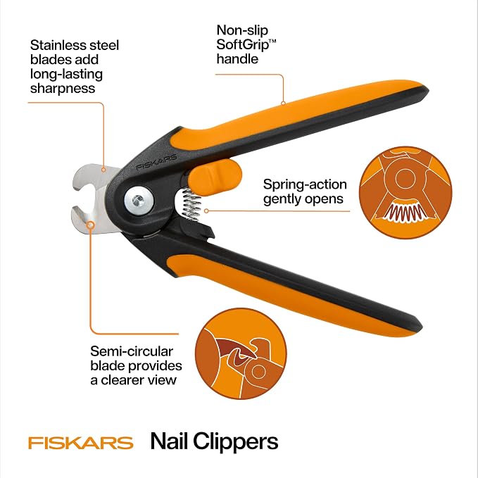 Fiskars Pet Large Nail Clippers, Cat and Dog Trimmers for Grooming, 5.75" (Pack of 6)