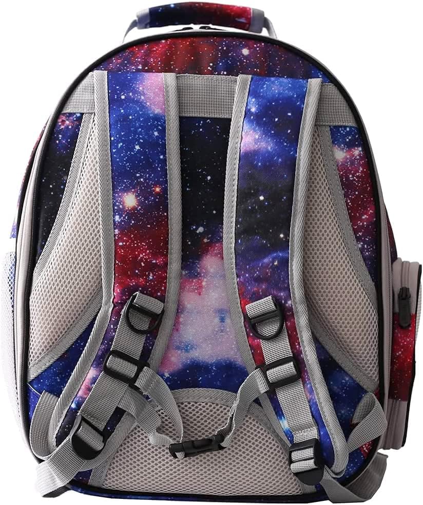 Galaxy Blue Cat Bubble Backpack, Back Extension Space Capsule Astronaut Clear Window Fit up to 12 Pounds Cat, Vet Transport Carry Bookbag, Airline Approved