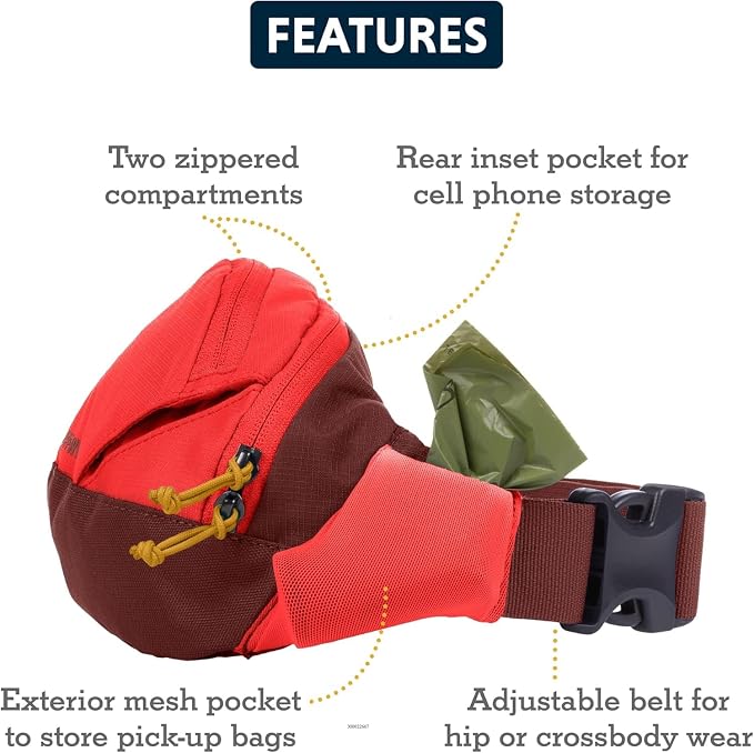 Ruffwear, Home Trail Hip Pack, Dog Walking Fanny Pack, Brown Bear | Crossbody with Adjustable Belt, Treat Pouch, Poop Bag Holder, Phone Pocket, Hands-Free for Training, Hiking, Running, Travel