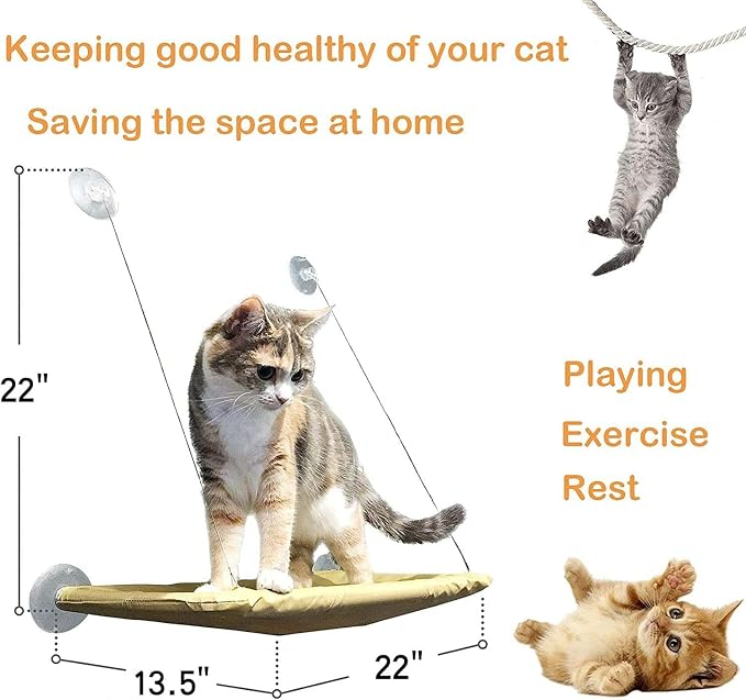Black Cat Hammock for Window Cat Window Bed for Indoor Cats | Cat Window Perch Suction Cups Cat Window Hammock Space Saving Window Seat for Cats Inside