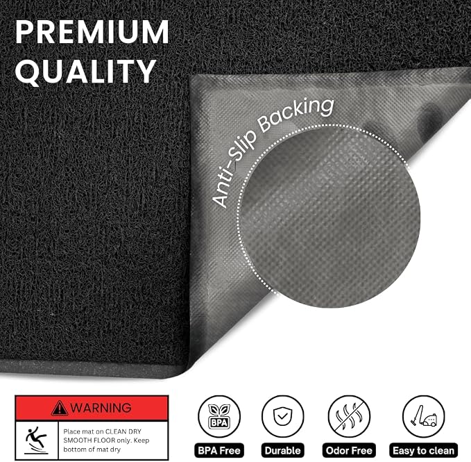 Andalus Jumbo Cat Litter Mat, Pack of 1 - Waterproof, Non-Slip & Easy to Clean Cat Litter Box Mat for Extra Efficient Pet Litter-Trapping, Black (47” X 35”)