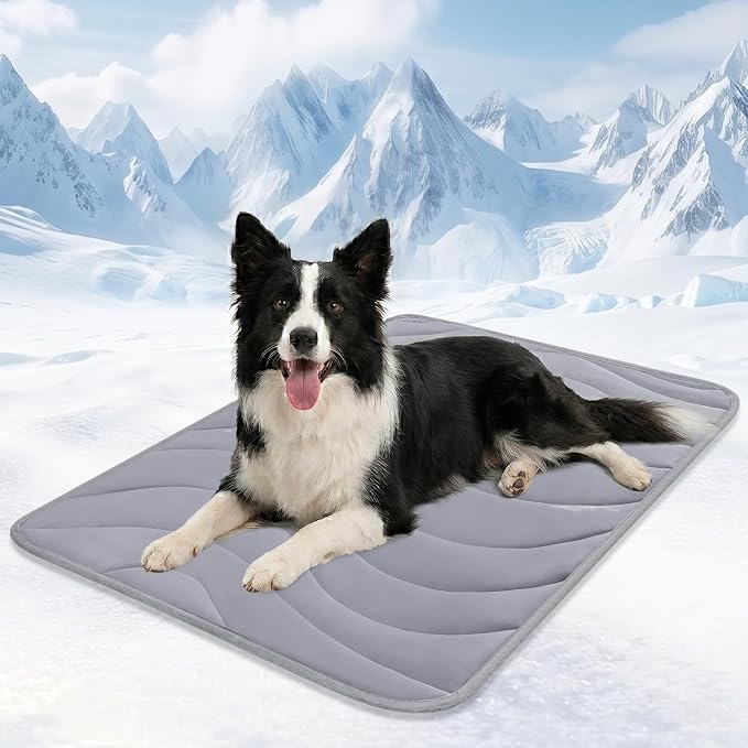 Cozyide Dog Cooling Mat, Q-Max>0.45 Thin Breathable Cooling Mat for Extra Large Dogs, Washable Reversible Dog Pad for Four Seasons, 40" L x 28" W, Dark Grey