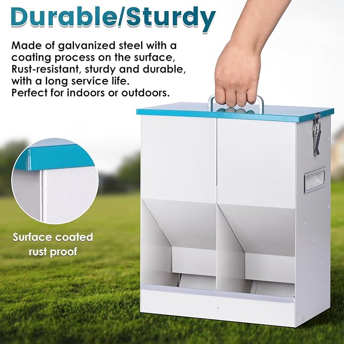 Automatic Cat Feeder for 2 Cat, 42cups/10L Automatic Pet Feeder for Dogs and Cats, Multiple Cats Feeder Outdoor Large Capacity Galvanized Steel Gravity Pet Dog Dry Food Dispenser (10L)