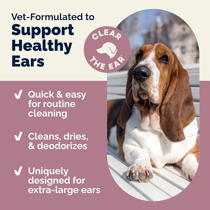 Vetnique Oticbliss XL Cat & Dog Ear Wipes, Ear Cleaner for Wax, Dirt & Odor | Pre-Moistened Large Ear Cleaning & Deodorizing Wipes With Salicylic Acid & Aloe Vera, Wipe Away Wax, Dirt & Odor, Cat-Safe