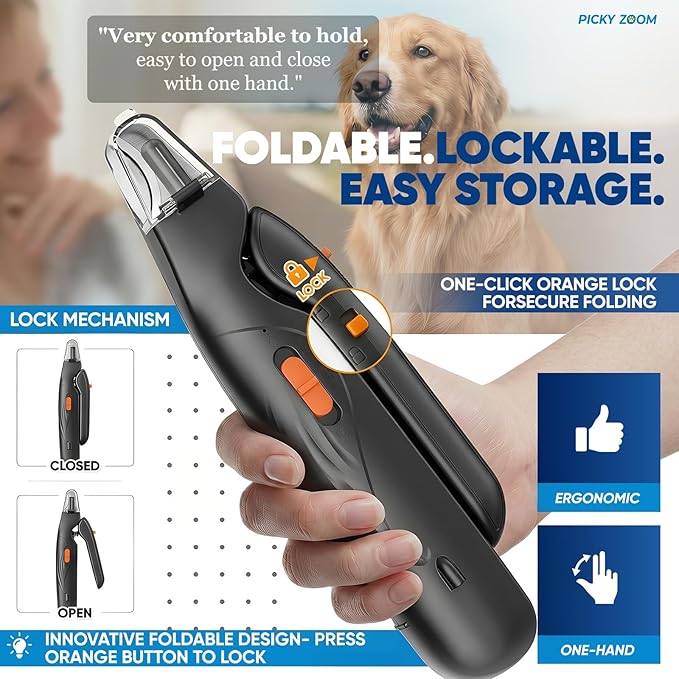 2-in-1 Dog & Cat Nail Clippers and Grinder with LED Light | Sharp Blade, Low-Noise Grinder, Safety Guard & USB Rechargeable Cordless Design for Small, Medium and Large Pets
