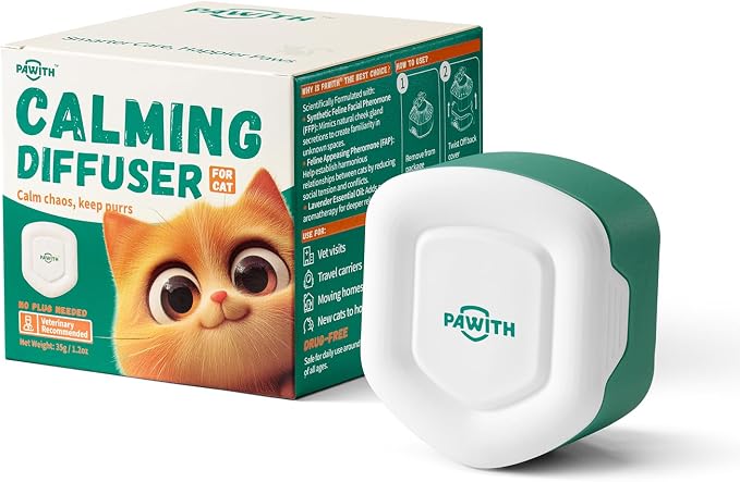 Cat Calming Gel Diffuser for Travel – Pheromone Diffuser for Cats & Kittens to Reduce Anxiety and Stress-Related Behaviors, No Electricity Needed, Long-Lasting Enhanced Calming Aid