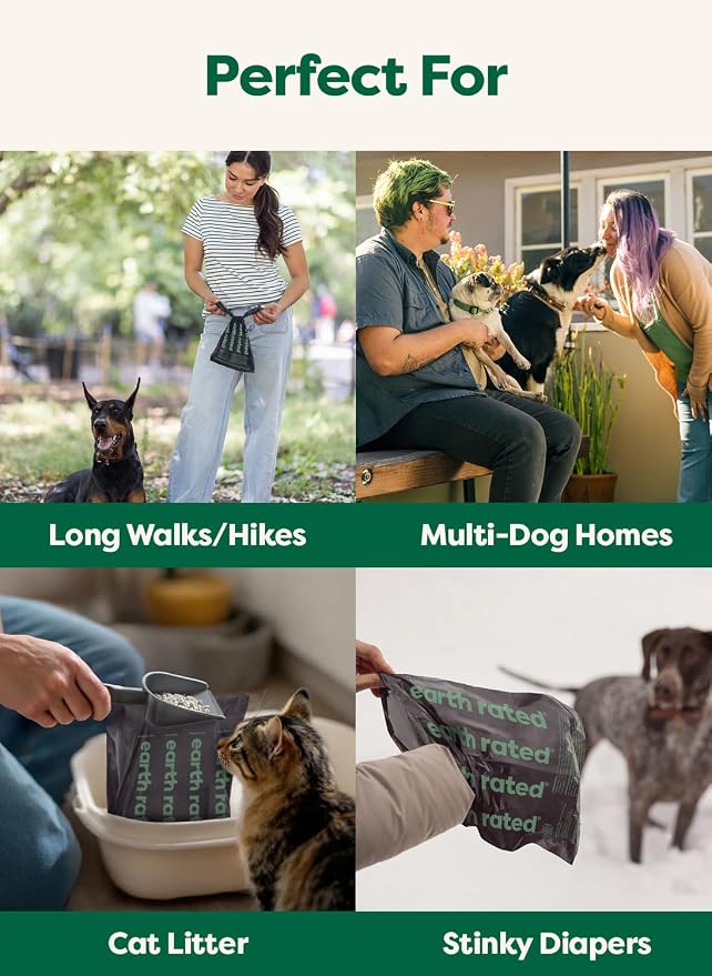 Earth Rated 3X Protect Dog Poop Bag Rolls, Odor Blocking Leak Proof Extra Thick, Unscented, 240 Count