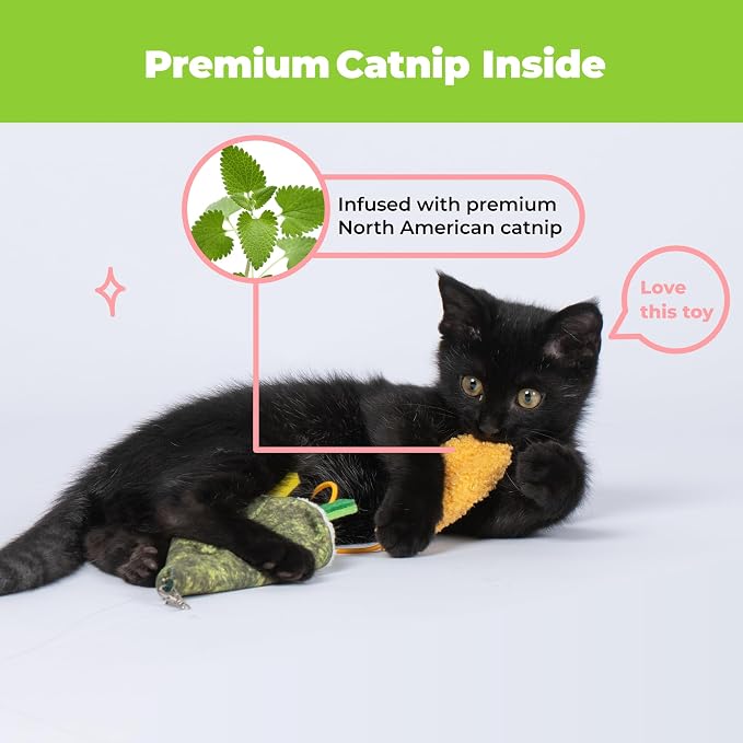 Catify by Best Pet Supplies Interactive Sushi Set Catnip Cat Toy for Indoor Cats & Kittens, Plush Pull-Out Toppings Chew Toys, Durable, Soft, Enrichment Play