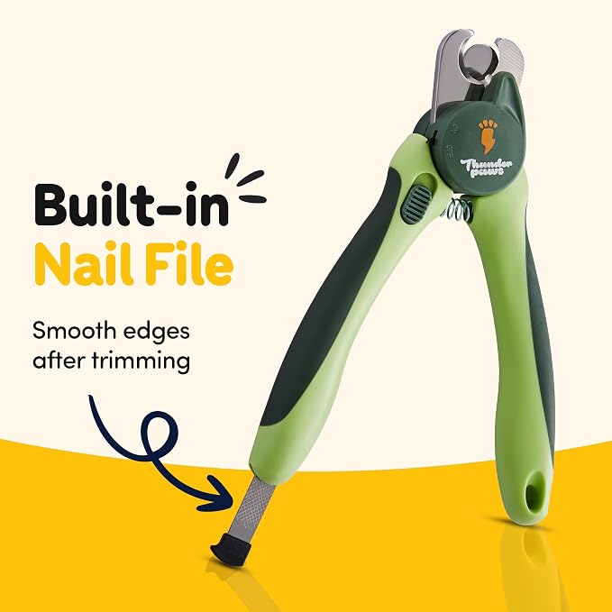 LED Dog Nail Clippers with Light Illumination, Trimmers with Protective Guard, Safety Lock and Nail File - Suitable for Large and Small Dogs & Cats (Green)