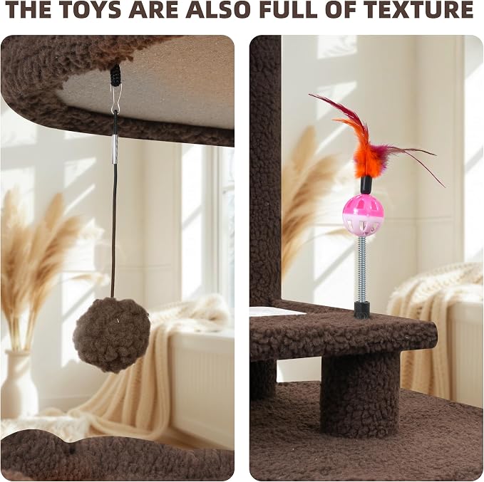 YUNIQUE Cat Tree with Cat Condo Scratch Posts Scratch Tablet and Big Hammock, (60.2‘’ Coffee)