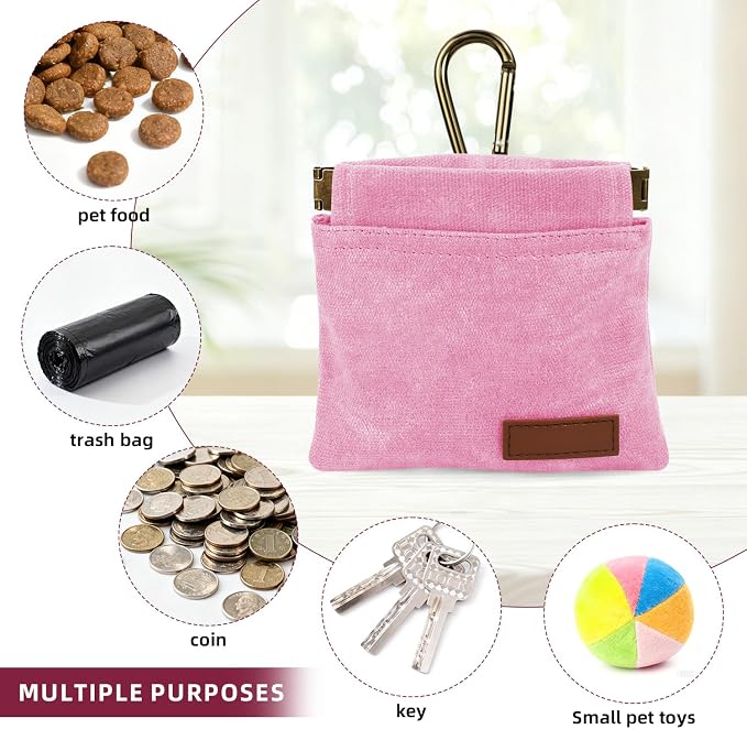 1 Pcs Pocket Pet Training Pouch,Dog Treat Pouch (Pink) | For Portable Pet Dog Walking Bag, Travel or Outdoor Use