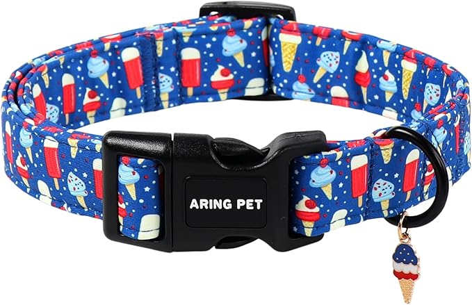 ARING PET Summer Dog Collar, Cute Blue Ice Pop Ice Cream 4th of July Pet Collars for Puppy Small Medium Large Female Girl Dogs-XS