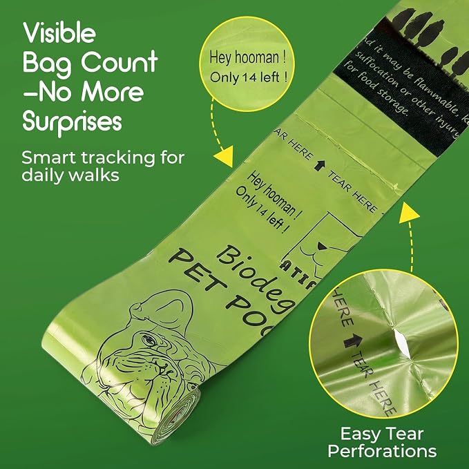 ATIFBOP Biodegradable Dog Poop Bags 720 Count, 48 Rolls Scented Dog Waste Bags, Leak Proof Extra Thick Refill Rolls, Lemon Scented Poop Bags for Dogs