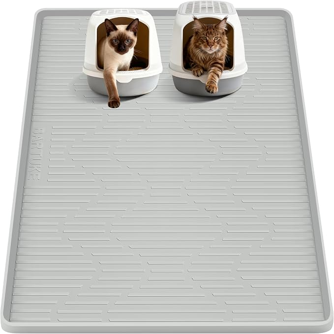 Silicone Cat Litter Box Mat 50"x 34" Extra Large Cat Rubber Mat | Cat Mat for Litter Box, Non-Slip, Waterproof Cat Litter Trapping Mat with Raised Edge, Kitty Litter Mat for Floor, Easy Clean