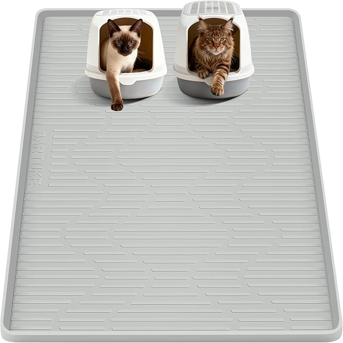 Silicone Cat Litter Box Mat 54"x 27.5" Extra Large Cat Rubber Mat | Cat Mat for Litter Box, Non-Slip, Waterproof Cat Litter Trapping Mat with Raised Edge, Kitty Litter Mat for Floor, Easy Clean