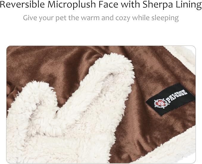 Pawsse Sherpa Puppy Blanket for Small Dogs Kitten, Warm Flannel Plush Pet Bed Blanket Reversible, 45"x30" Brown/Latte
