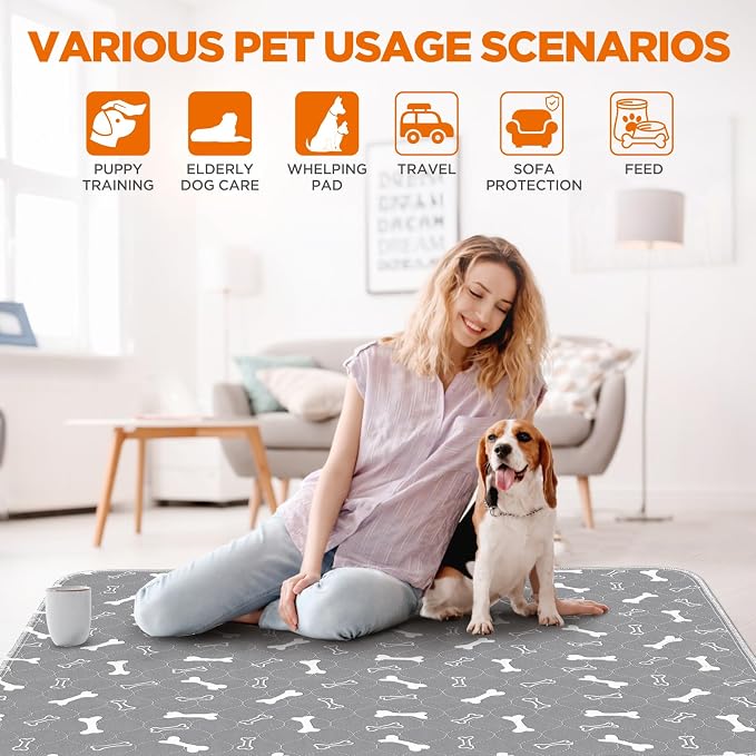 Washable Pee Pads for Dogs, 2 Pack Reusable Puppy Pads, 24"x36" | Super Absorbent, Waterproof & Leakproof, Non-Slip Bottom, Machine Washable, For Floors, Beds, Couches, Crates, Carpets, Cars