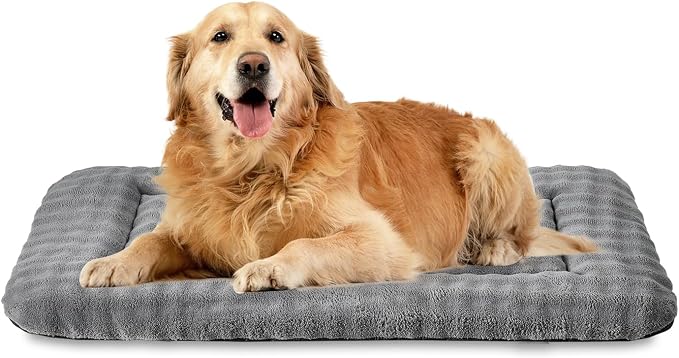 Dog Bed Mat Crate Pad for Large Dogs, Grey, 42"x 28" | Washable Soft Pet Sleeping Mat, Anti-Slip Kennel Pad with 3D Bubble Pattern