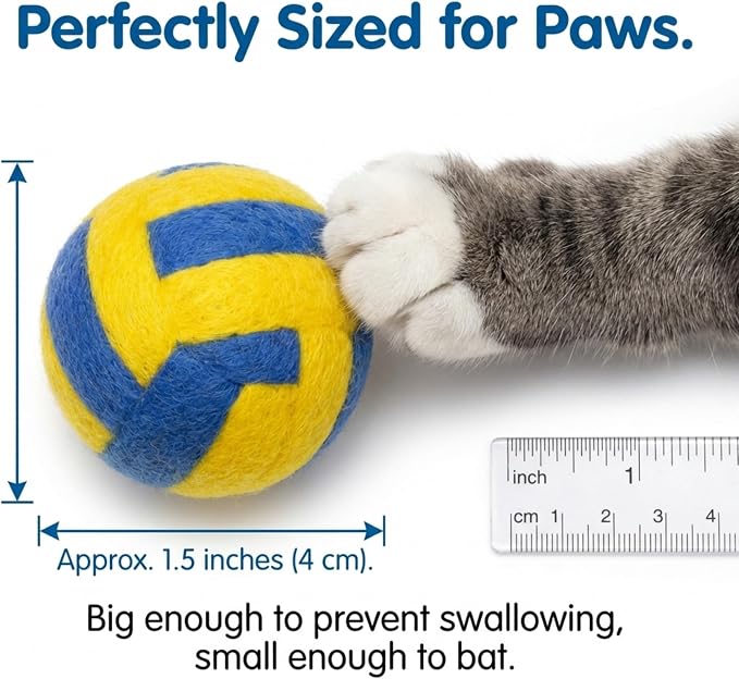 Glaciart One Wool Balls for Cats 5 Pack Sports Design, Felt Balls for Cats, Wool Cat Toys for Indoor Cats & Kittens, Handmade Natural Interactive Cat Toys for Play & Exercise