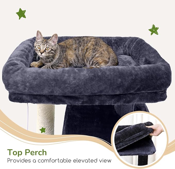 Globlazer Heavy Duty Cat Tree, 70 inch Sturdy Cat Tree for Indoor Cats Extra Large Cat Tower with Scratching Post, Hammock, Cat Condo for Adult Cats Kittens, F70 Pro, Dark Grey