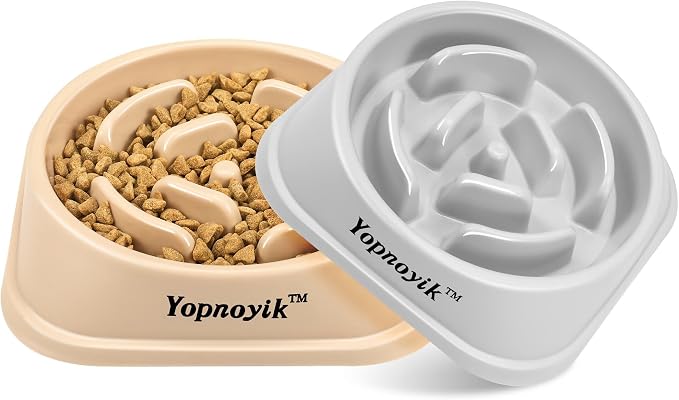 Yopnoyik 2 Pack Slow Feeder Dog Bowls for Healthy Eating, Non-Slip and Anti-Choking Design, Reduces Bloating & Overeating for Large Dogs, Easy to Clean
