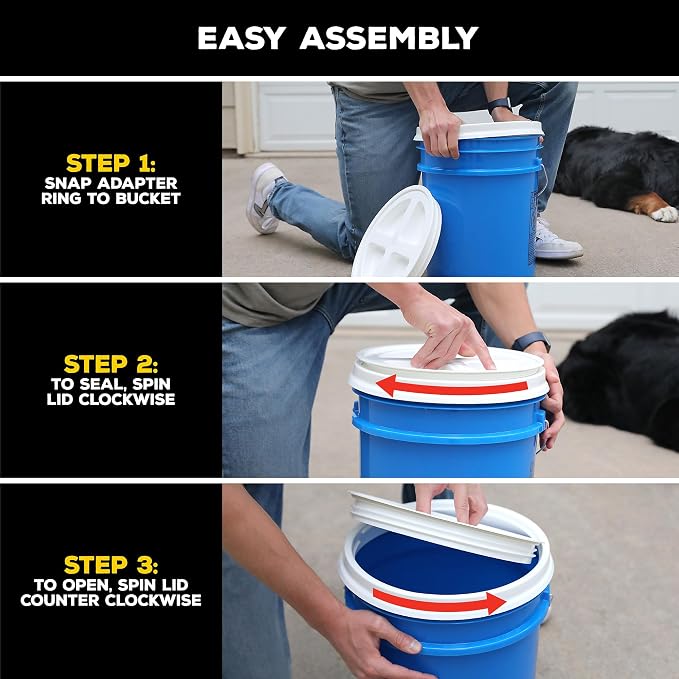Gamma2 Gamma Seal Lid – Turn your standard utility bucket into an airtight storage container – Fits a 3.5 to 7 Gallon Bucket - Blue, Made in USA