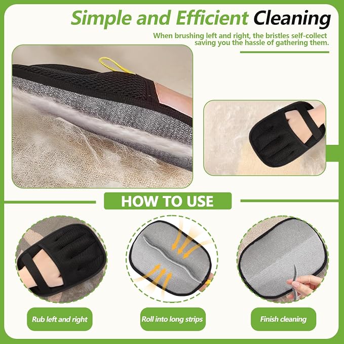 Electrostatic Pet Hair Remover Gloves – 2 Pack Reusable Lint Roller Alternative for Furniture, Carpet & Car Seats – Washable Dog & Cat Hair Brushes with Deep Cleaning Grip – No Sticky Refills Needed