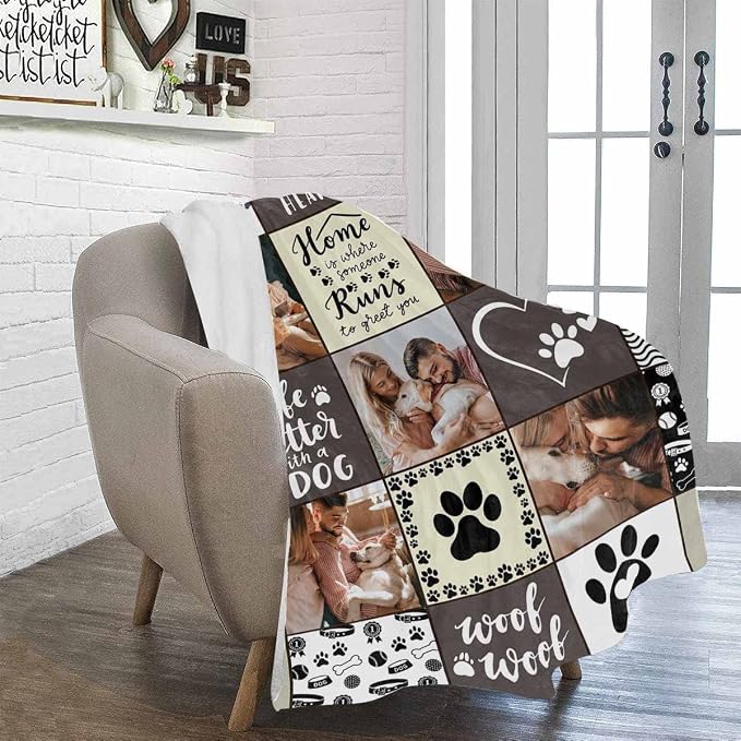 Artsadd Custom Memorial Blanket with Photos and Name-in Loving Memory Gifts Personalized for Loved Ones Lost-Remembrance Blankets for Dogs Cats Pets Lover-Family Photos