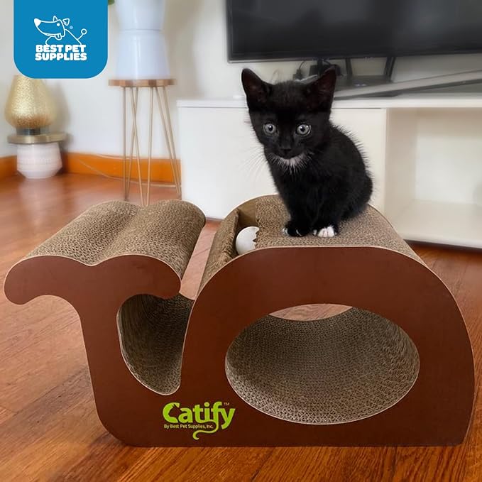 Best Pet Supplies Catify Cat Scratcher, Fun Interactive Scratchers, Posts, Poles, Claw Safe, Furniture Saver Indoor Play Support Natural Cat Behaviors Heavy Duty - Whale