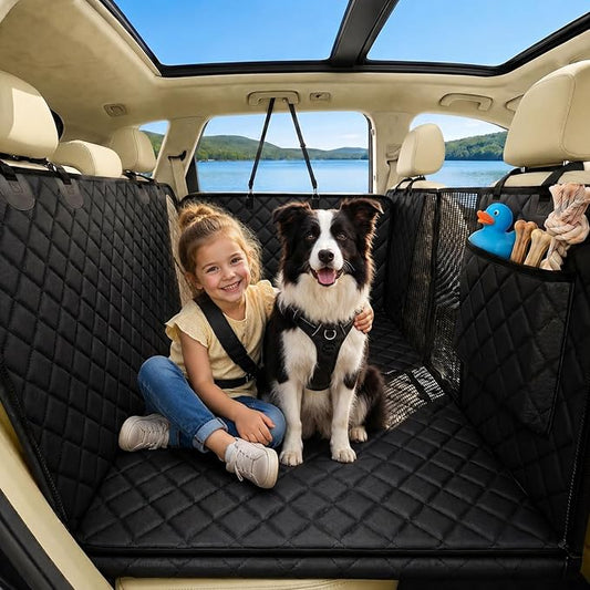 Victoper Back Seat Extender for Dogs, Dog Car Seat Cover with Detachable Hard Bottom Holds 440 LB, 600D Heavy Dog Seat Cover with Seatbelt, 100% Waterproof Backseat Extender for Sedan SUV Truck