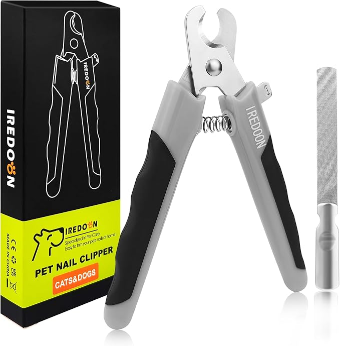 IREDOON Dog Nail Clippers and Trimmer, Ultra-Sharp Pet Nail Clippers with Nail File for Grooming - Dog Claw Care for Small & Large Dog