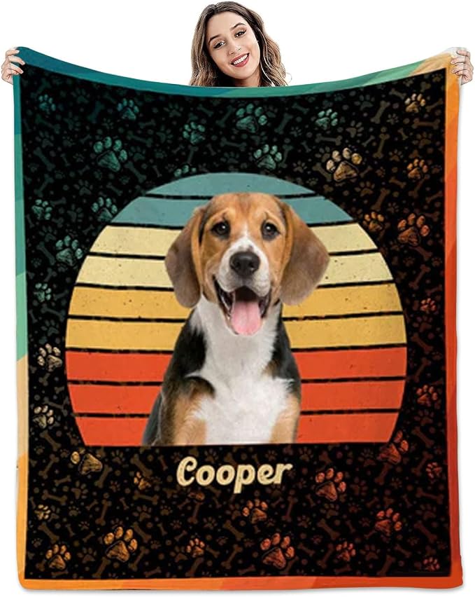 Pamaheart Custom Dog Face Blankets, Personalized Pet Photo Blanket, Fleece Dog Blankets, Customized Photo Throws, Dogs Dad Gifts, Pet Lover Gifts, Memorial Gift /6