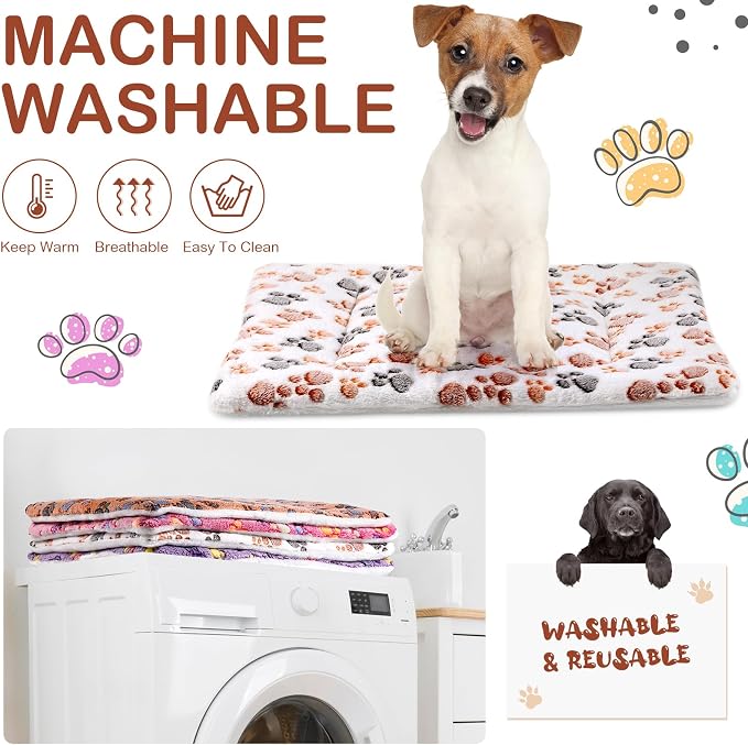 4 Pack Soft Pet Bed Mat Small Dog Crate Fleece | Tuanse Soft Pet Beds Mat Small Dog Crate Fleece,30 X 22 Inches,Vivid Color