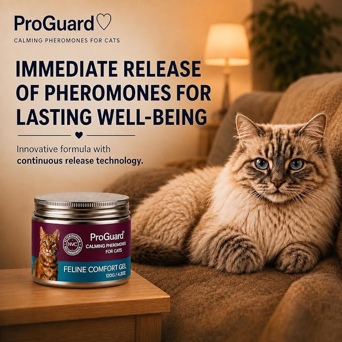 ProGuard® Cat Calming Diffuser Gel – Anti-Anxiety Pheromone Stress Relief for Cats & Kittens, Helps Reduce Stress-Related Behaviors, Drug-Free, No Electricity, 120 Days