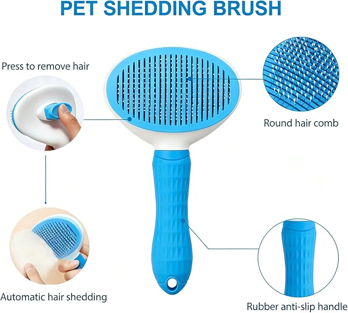 6PCS Blue Dog Washing Kit with Dog Brush, Shampoo Brush, Bath Scrubber,Washing Gloves, 39.7" × 20.5" Towel and Big Toiletries Bag.