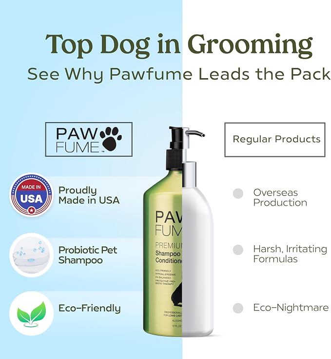 PAWFUME Dog Shampoo and Conditioner, Blue Ribbon, 2-Pack | Probiotic pH-balanced formula nourishes, detangles and deep cleans for silky coat, Puppy Shampoo and Conditioner