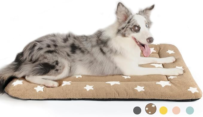 Mora Pets Dog Crate Pad Washable Dog Bed for Crate Flat Cat Pet Kennel Mat | Ultra Soft Dog Bed Mat, Crate Pad for Dog Cages Cozy Sleeping Liner, Pet Pillow Cushion Large Puppy Bed Anti Slip Brown 36x23