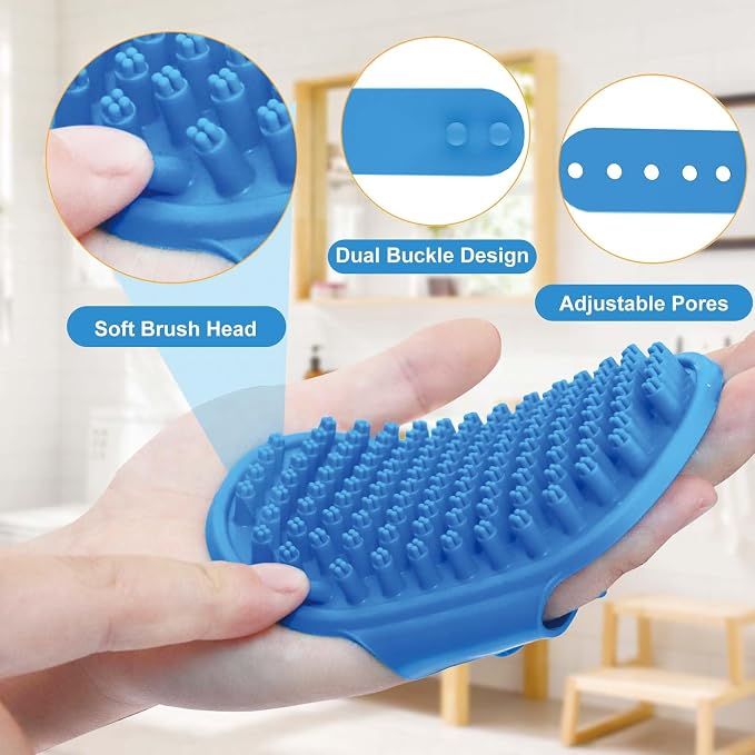2Pack Dog Bath Brush Dog Scrubber for Bath, Dog Bath Shampoo Dispenser Brush Pet Bath Massage Shower Soap Brush Soft Silicone for Short & Long Haired Dogs and Cats Washing, Juquline