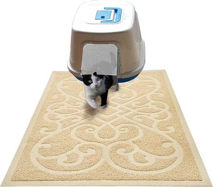 PetLike Cat Litter Box Mat, Thick Kitty Litter Trapping Mat, Durable,Waterproof &Washable with Non-Slip Backing, Soft on Kitty Paws and Easy to Clean, BPA Free