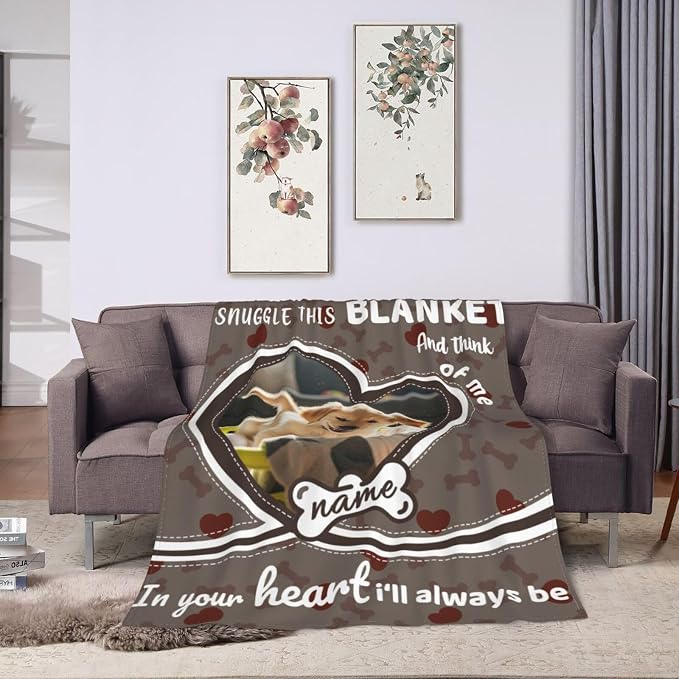 Nxwdwqa Personalized Dog Blanket Throws with Photos, Custom Pet Name Blanket, Dog Gifts for Pet Lovers, Customized Puppy Blanket for Adult Kid Birthday Christmas Fathers Mothers Valentines Gift