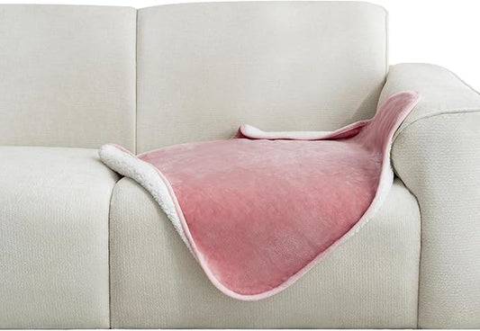 gogobunny Waterproof Pet Blanket for Small Dogs and Cats, Reversible Sherpa Fleece Soft Plush Throw for Couch Protection, Washable Furniture Protector (Pink, 30x30 inches)
